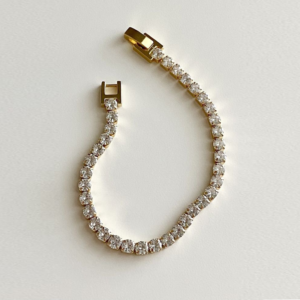Luxury Gold-Tone Tennis Bracelet with Clear CZ Stones