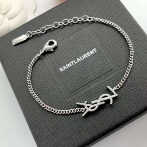 Luxury Silver-Tone Monogram Chain Bracelet