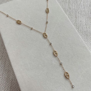 Chaine d'Ancre Inspired Crystal Y-Necklace – Gold Tone Lariat Design