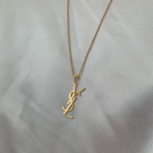 Luxury Monogram Pendant Necklace – Minimalist Gold Tone