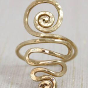 Boho Brass Spiral Ring Set – Handmade Adjustable Snake Rings for Women